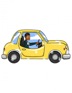A Black Man Cautiously Driving A Small Car With Hands On The ...