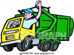 Vector Clipart - Garbagetruck driver waving cartoon. Vector ...