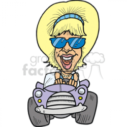 blonde women driving her purple car clipart. Royalty-free clipart # 172832