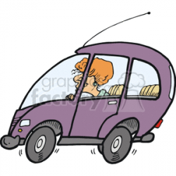 lady driving her purple minivan clipart. Royalty-free clipart # 172827