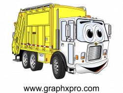 Yellow White Garbage Truck Cartoon | Garbage Truck Cartoons ...
