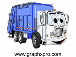 Blue White Garbage Truck Cartoon | Garbage Truck Cartoons ...