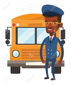 School bus driver vector illustration. » Clipart Station