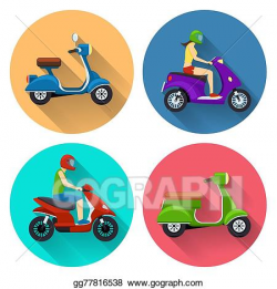 Vector Stock - Scooter transport flat icons. Clipart ...