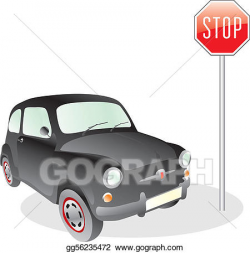 EPS Vector - Car and stop sign. Stock Clipart Illustration ...