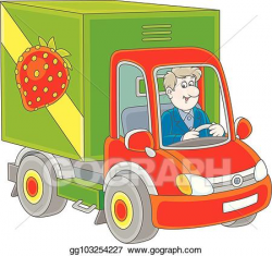 Vector Clipart - Truck driver delivering goods. Vector ...