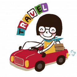 South Korea Girl Travel Car Illustration - The little girl driving ...