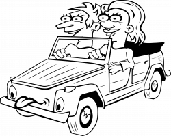 Clipart - Girl and Boy Driving Car Cartoon