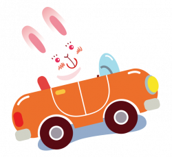 Cartoon Clip art - Painted orange cartoon bunny driving car 718*659 ...