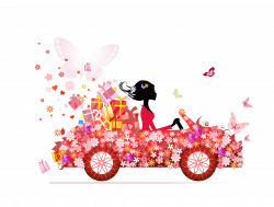 Car Flower Girl Clip art - Colorful flowers beautiful driving 2240 ...