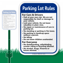 Parking Lot Rules Signs - Courtesy Parking Rules Signs