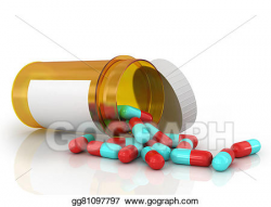 Drawing - Pills spilling out of pill bottle i. Clipart ...