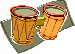 Bongo Drum with Music Sheet - Vector Image