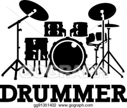 Vector Illustration - Drum set with word drummer. EPS ...