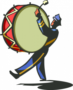 Marching Band Drummer with Drum - Vector Image