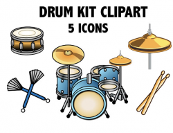 DRUM KIT CLIPART - Rock band drums and percussion icons ...