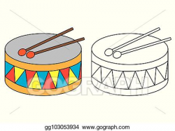 Vector Clipart - Drum. coloring page. educational game for ...