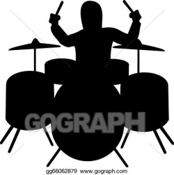 Vector Clipart - Silhouette of drummer. Vector Illustration ...