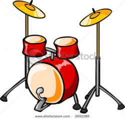 Cartoon Clip Art Picture of a Drum Set or Set of Drums Used ...