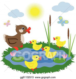 Vector Art - Pond with ducks. EPS clipart gg61132513 - GoGraph