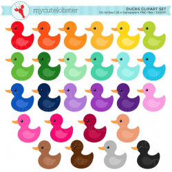 Rainbow Ducks Clipart Set - cute ducks clip art, bath ducks, rubber duck,  rainbow - personal use, small commercial use, instant download
