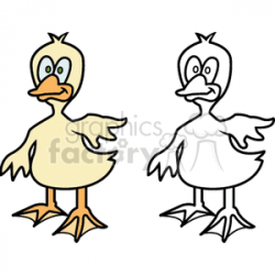 Two cartoon ducks- one black and white art clipart. Royalty-free clipart #  130269