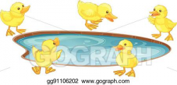 EPS Illustration - Five little ducks around the pond. Vector ...