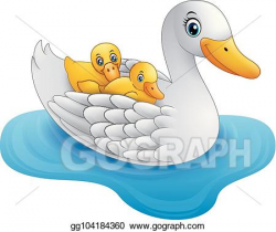 Vector Illustration - Cartoon mother duck with baby duck ...
