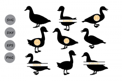 duck svg cut file, duck monogram frames, duck clipart, duck silhouette,  duck svg files, silhouette files, Cricut files, svg, dxf, eps, png.