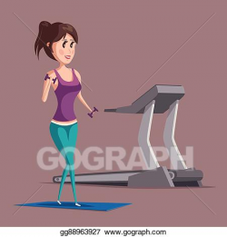 Vector Clipart - Woman or girl doing weight exercise with ...