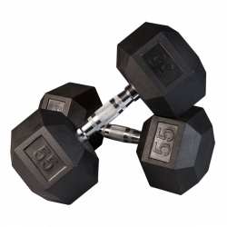Dumbbells - Rubber Hex with Chrome Contour Handles – Fitness Experience