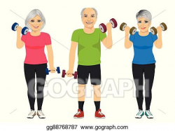 Vector Illustration - Group of senior people exercising ...