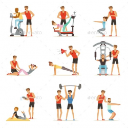 Personal Gym Coach Trainer or Instructor Set | graphics in ...