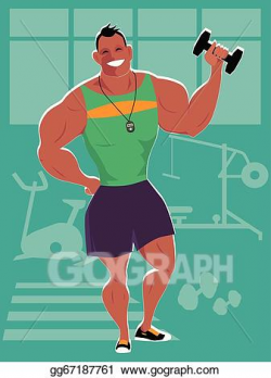 Vector Clipart - Personal trainer at the gym. Vector ...