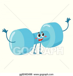 Vector Illustration - Funny dumbbell character with smiling ...