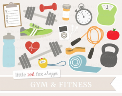 Fitness Clipart, Gym Equipment Clip Art Health Exercise Athletic Shoe  Weights Gym Sports Cute Digital Graphic Design Small Commercial Use