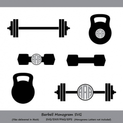 Barbell Svg, Barbell Monogram Svg, dumbbell svg, kettlebell svg, CrossFit  Weights, Weight lifting, Clipart, Silhouette, Svg, dxf, eps, png.