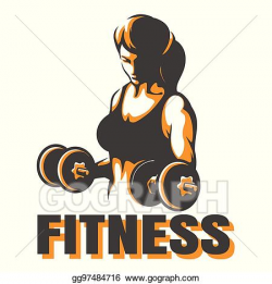 Vector Clipart - Training woman with dumbbells fitness ...