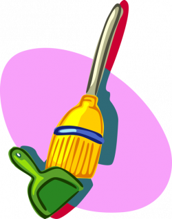 Broom and Dust Pan - Vector Image