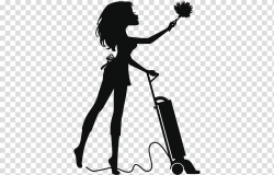 Silhouette woman holding upright vacuum cleaner art, Cleaner ...