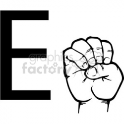 ASL sign language E clipart illustration worksheet . Royalty-free clipart #  392309