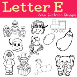 Chubby Cheek Clipart - Letter E (black and white only)