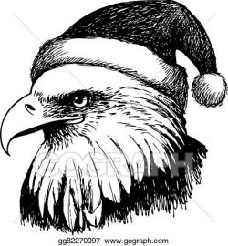 Vector Art - Eagle bird with christmas hat. Clipart Drawing ...