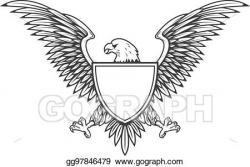 EPS Vector - Eagle with shield isolated on white background ...