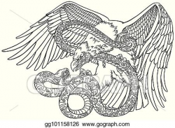 EPS Illustration - Eagle fighting a snake outline. Vector ...