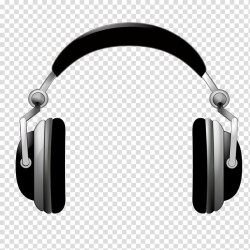 Black and gray wireless headphones illustration, Microphone ...