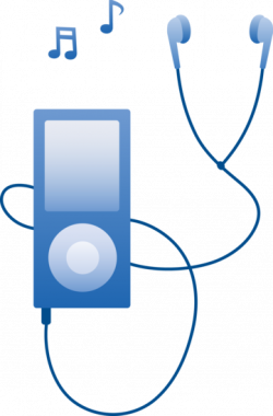 Free clip art of a cool blue MP3 player with ear buds and ...