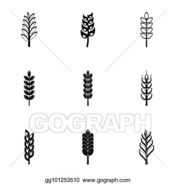 Drawing - Wheat ears icon set, simple style. Clipart Drawing ...