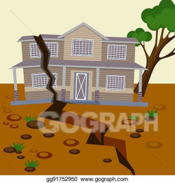 Vector Clipart - Earthquake damaged house and ground ...