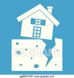 EPS Vector - House after an earthquake icon white. Stock ...